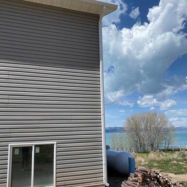 House with roof gutter